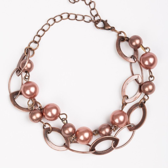 💙Copper Pearl Necklace Set with Bracelet - Picture 5 of 6
